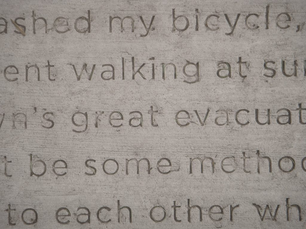 Detail of a poem by Anna Everett Beek, installed as part of Everyday Poems for City Sidewalk.