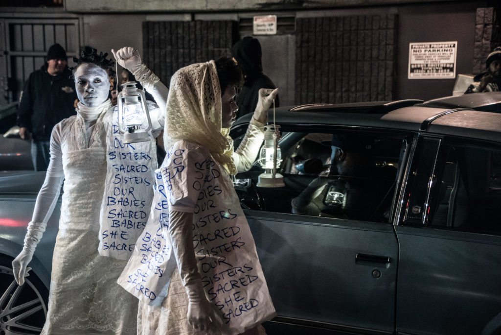 House/Full of Blackwomen Episode: "Now You See Me (Fly),"a ritual procession on the streets of Downtown Oakland against sex trafficking, May 2016. Photo by Robbie Sweeny.