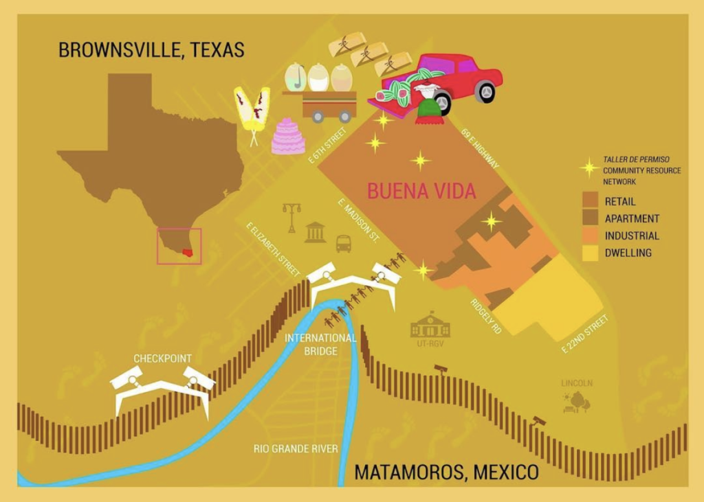 Brownsville area map highlighting Buena Vida neighborhood, courtesy Las Imaginistas
