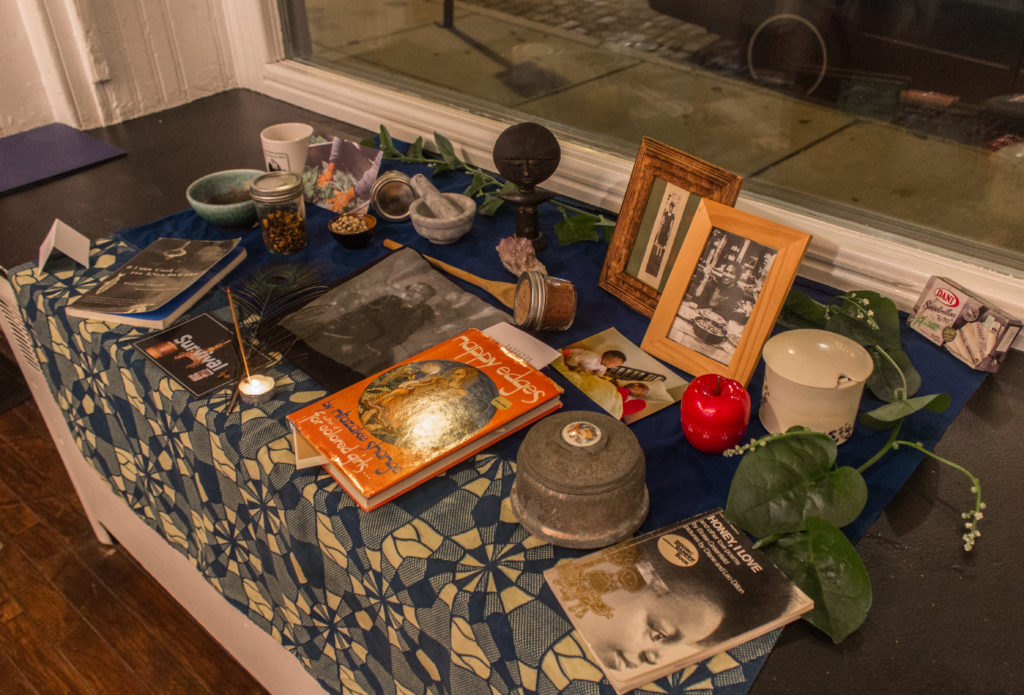Altar for Ntozake Shange at the dinner. Photo by Gabrielle Clark.
